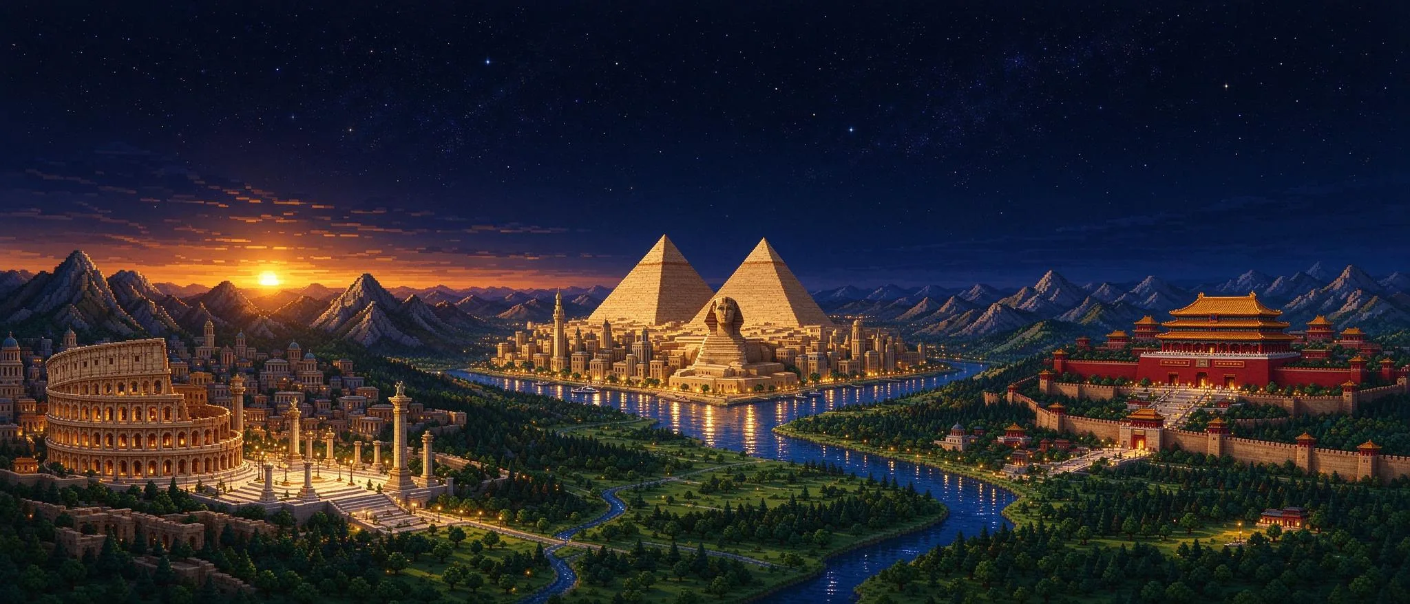 体素世界的三大城市远景